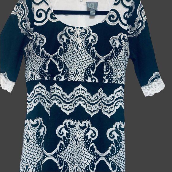 Rabbit Rabbit Rabbit Black & White Vintage Batik Pattern Dress. Size 8. RARE! - Picture 2 of 8